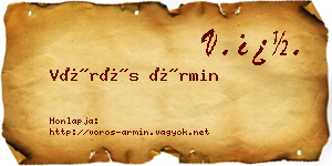 Vörös Ármin névjegykártya